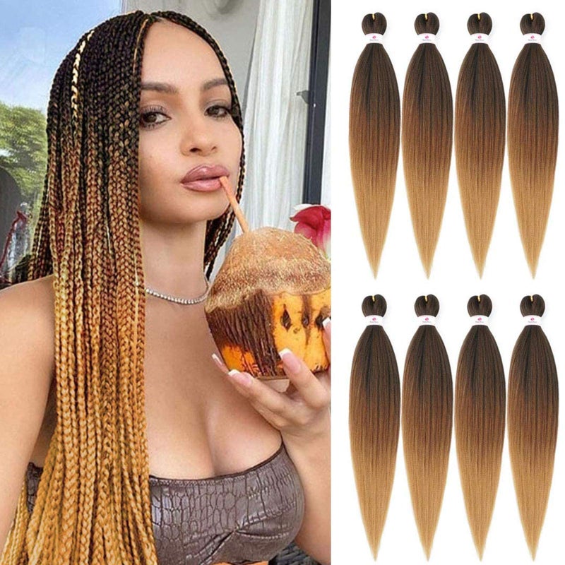 Beyond Beauty Pre-stretched Braids Hair Professional Itch Free Hot Water Setting Synthetic Fiber Ombre Yaki Texture Braid Hair Extensions 26 Inch 8 Packs Beyond Beauty Braiding Hair 1B-30-27â€¦ - Image 1